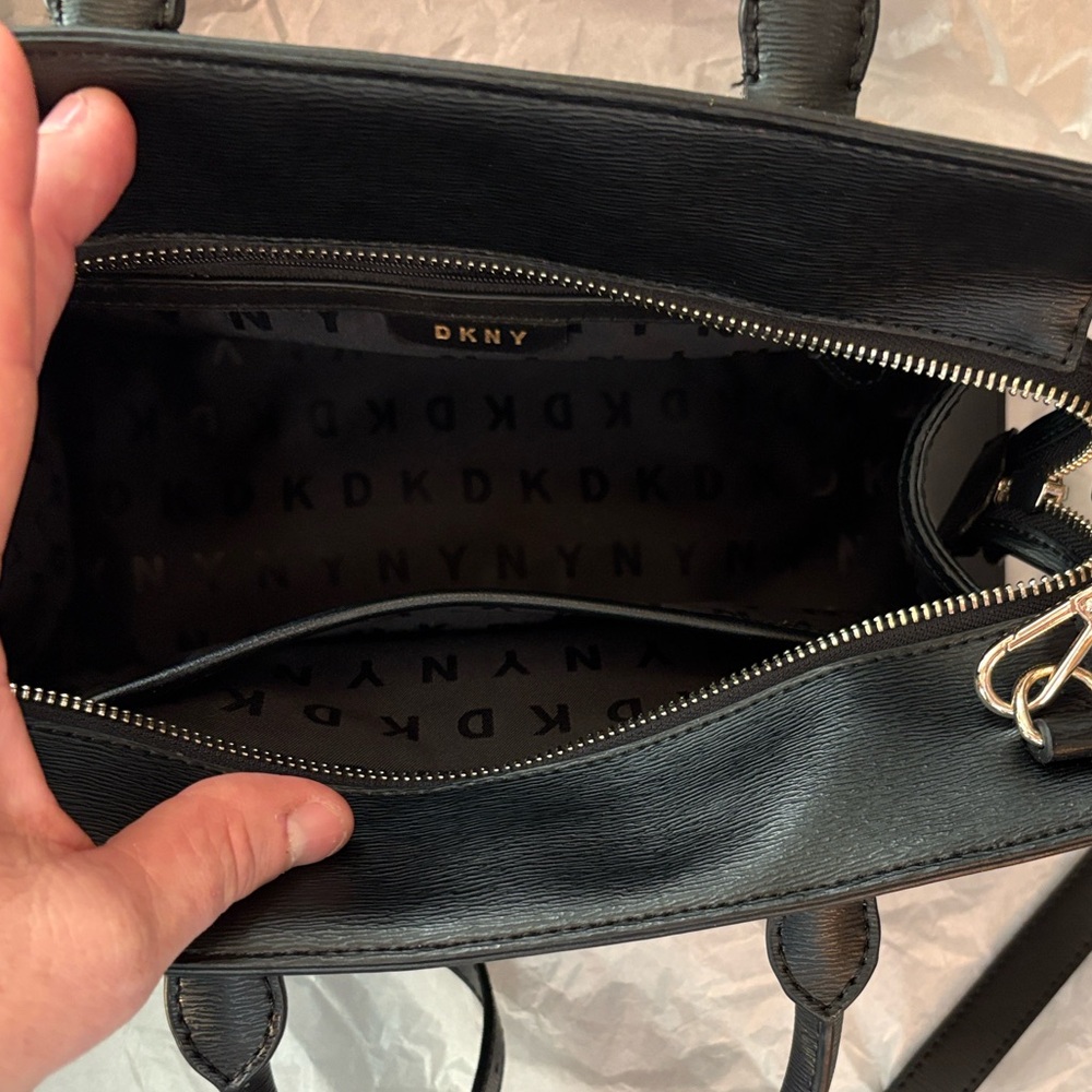 DKNY Black Ava Satchel Bag with Gold Accents - Picture 3 of 7